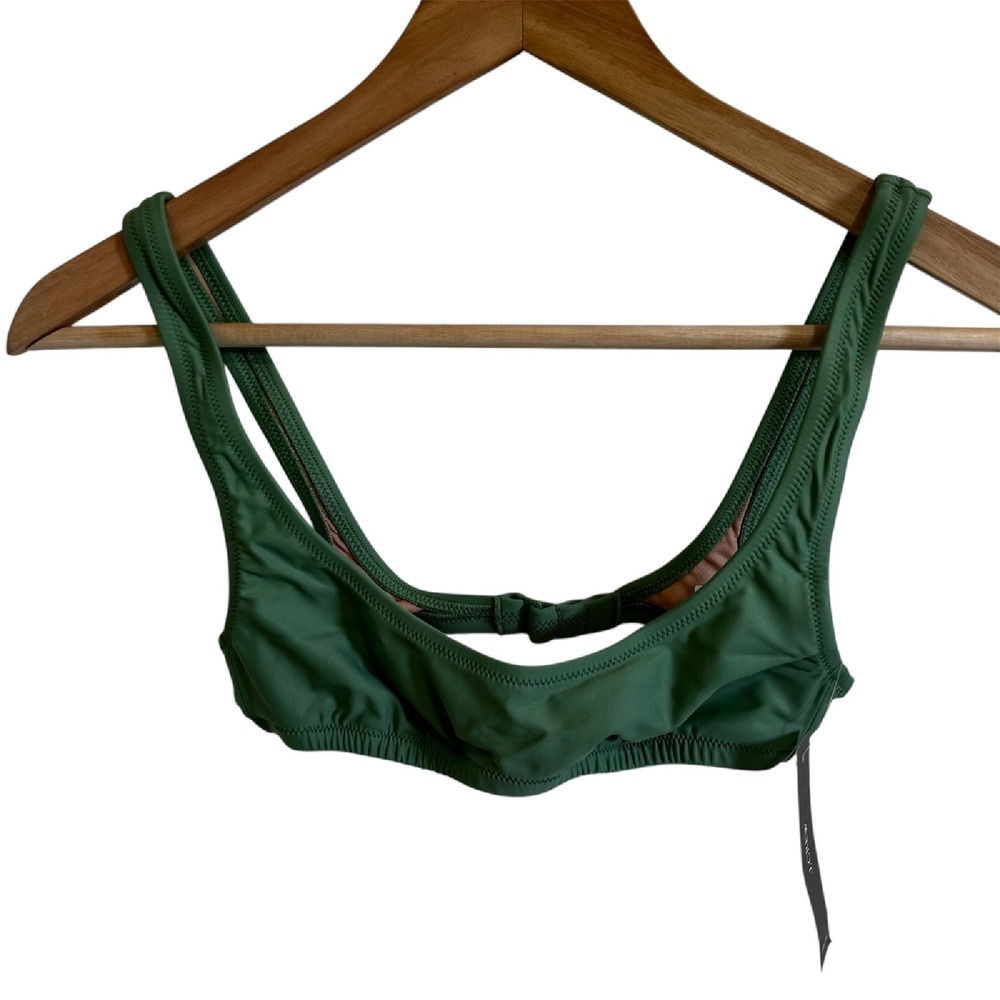 J.Crew‎ Ruffle Bandeau Bikini Top Green Swimsuit Beach Summer XXS